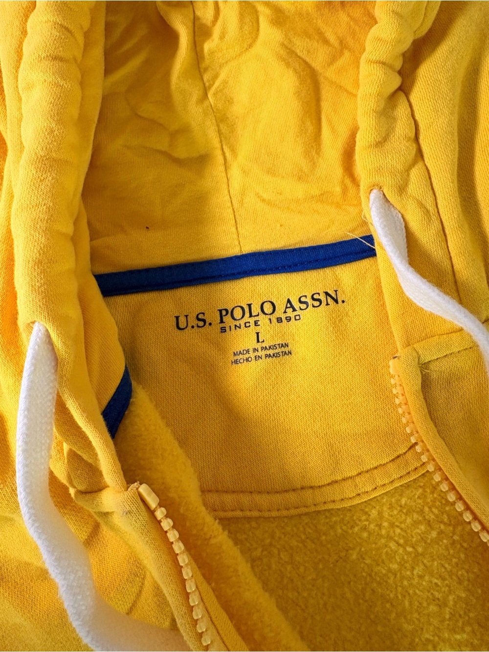Yellow Zip-Up Hoodie with Polo Pony Logo - Picture 2 of 3